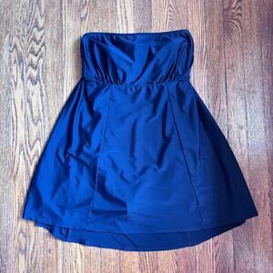 Carol Wior Vintage Black Strapless Swimsuit Dress Bow Back 18W USA Made Slimming